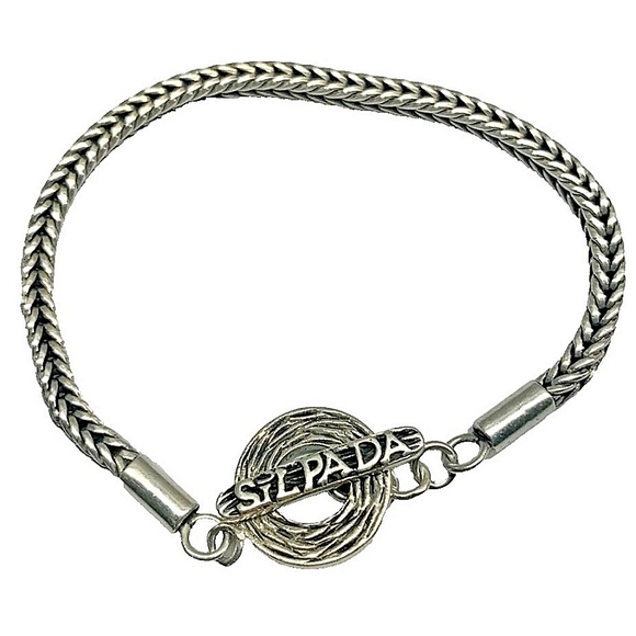 RARE Silpada Sterling Silver Foxtail Logo Toggle Bracelet B1704